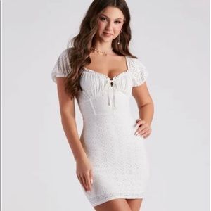 Windsor White Friendly Flirt Eyelet Mini Dress